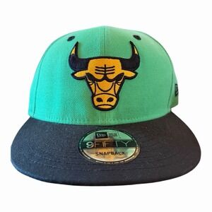 RARE Chicago Bulls New Era NBA‎ 9Fifty Black & Green Snapback Hat